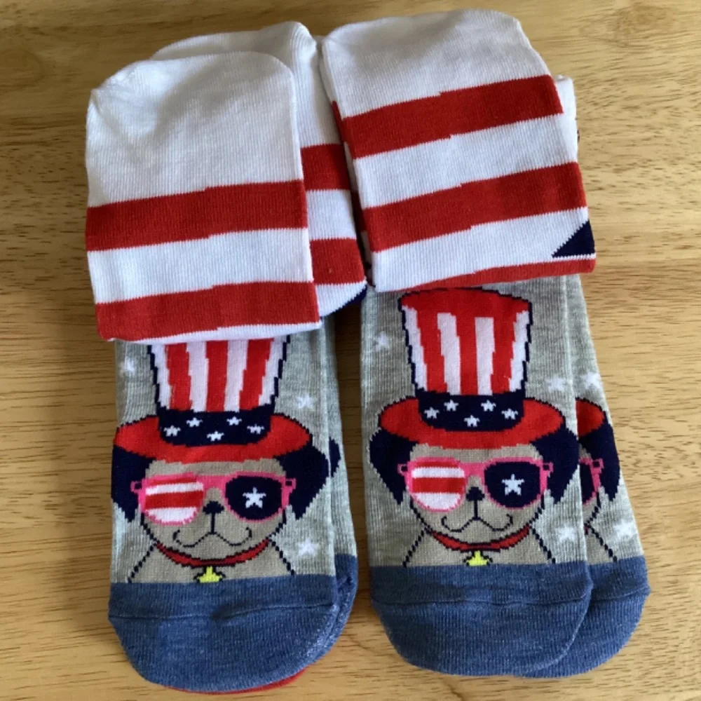 9 Pairs 4th of July Low Cut Socks Shoe Size 4-10 for sale